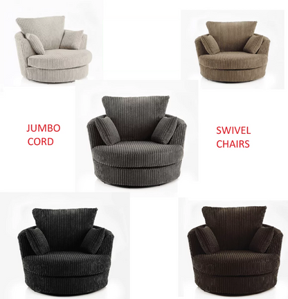 Desmond Jumbo Cord 3 Seater and 2 Seater Sofa Set - Black and Other Colours