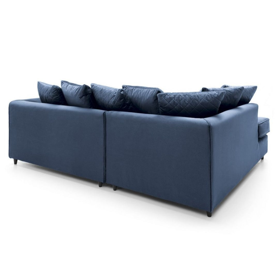 Bethan Velvet Corner Sofa - Left Arm Dark Blue