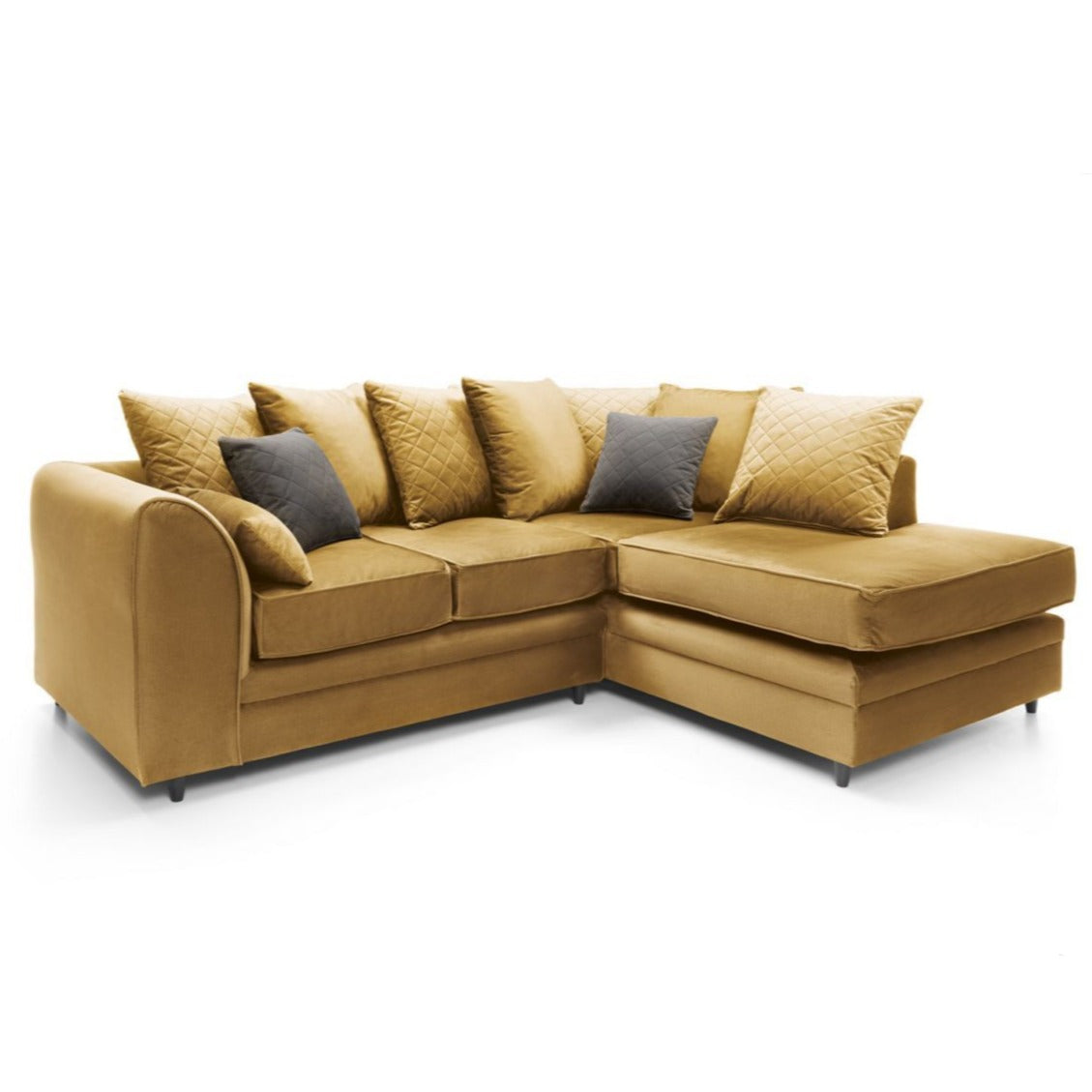 Bethan Velvet Corner Sofa - Left Arm Antique Gold