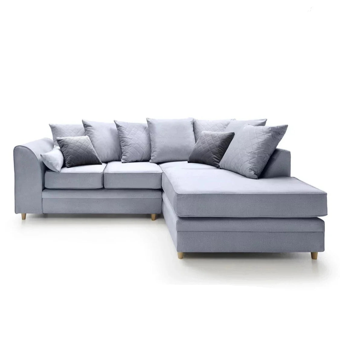 Bethan Velvet Corner Sofa - Left Arm Silver Blue