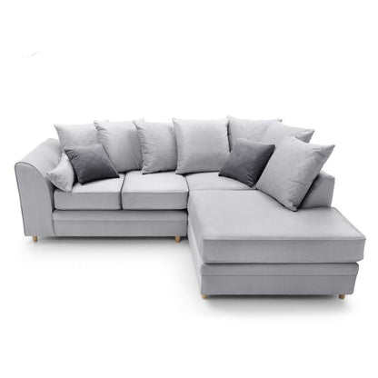 Bethan Velvet Corner Sofa - Left Arm Light Grey