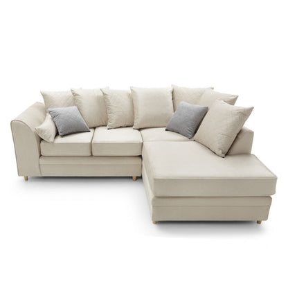 Bethan Velvet Corner Sofa - Left Arm Cream