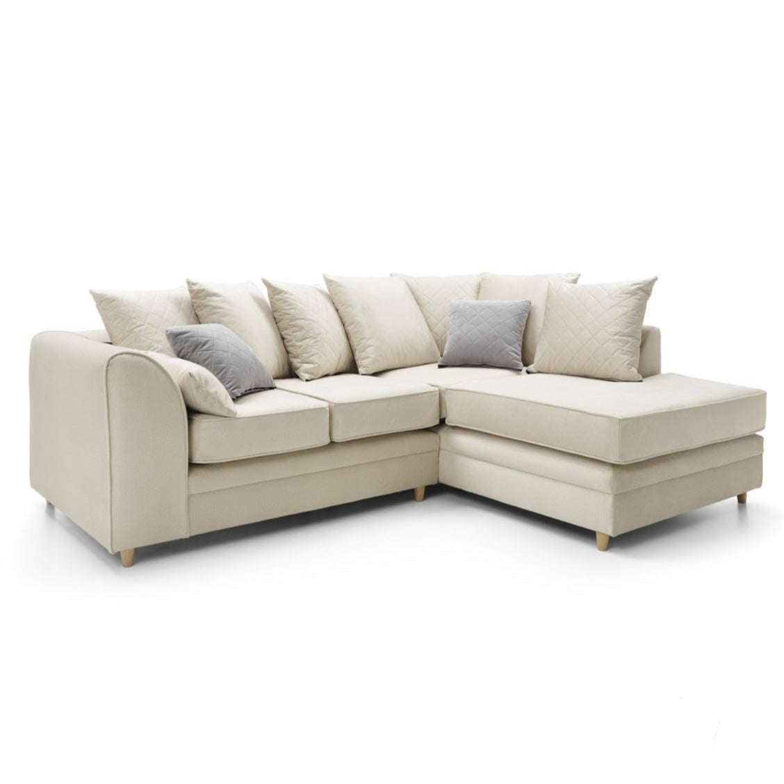 Bethan Velvet Corner Sofa - Left Arm Cream