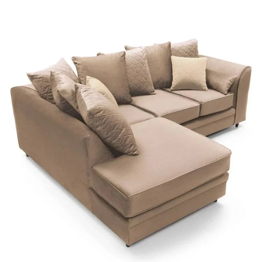 Bethan Velvet Corner Sofa - Left Arm Tan Brown