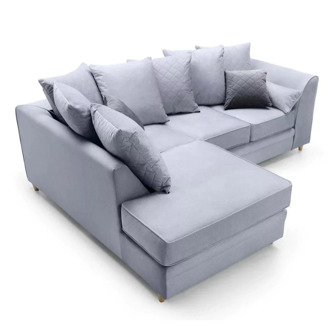 Bethan Velvet Corner Sofa - Left Arm Silver Blue