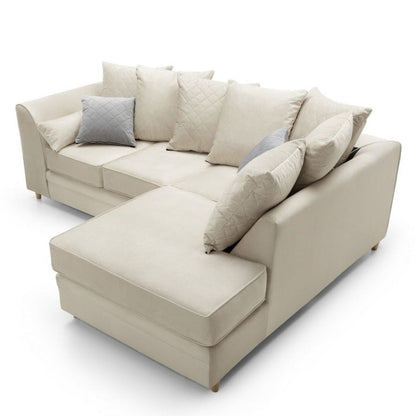 Bethan Velvet Corner Sofa - Left Arm Cream