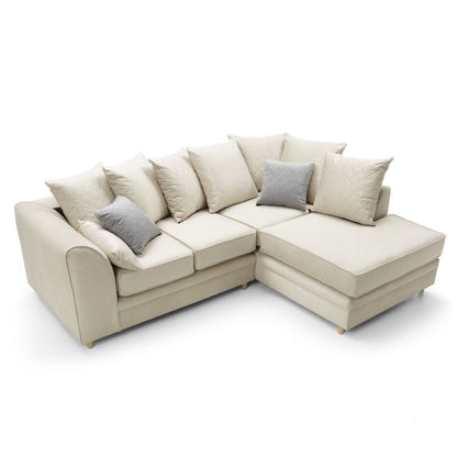 Bethan Velvet Corner Sofa - Left Arm Cream