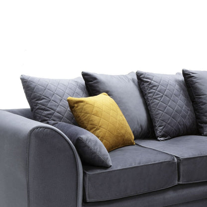 Bethan Velvet Corner Sofa - Right Arm Dark Grey