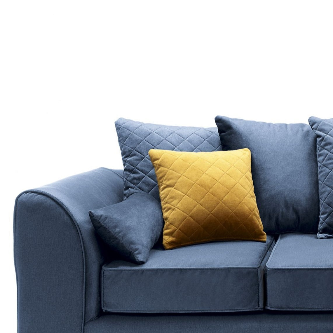 Bethan Velvet Corner Sofa - Left Arm Dark Blue