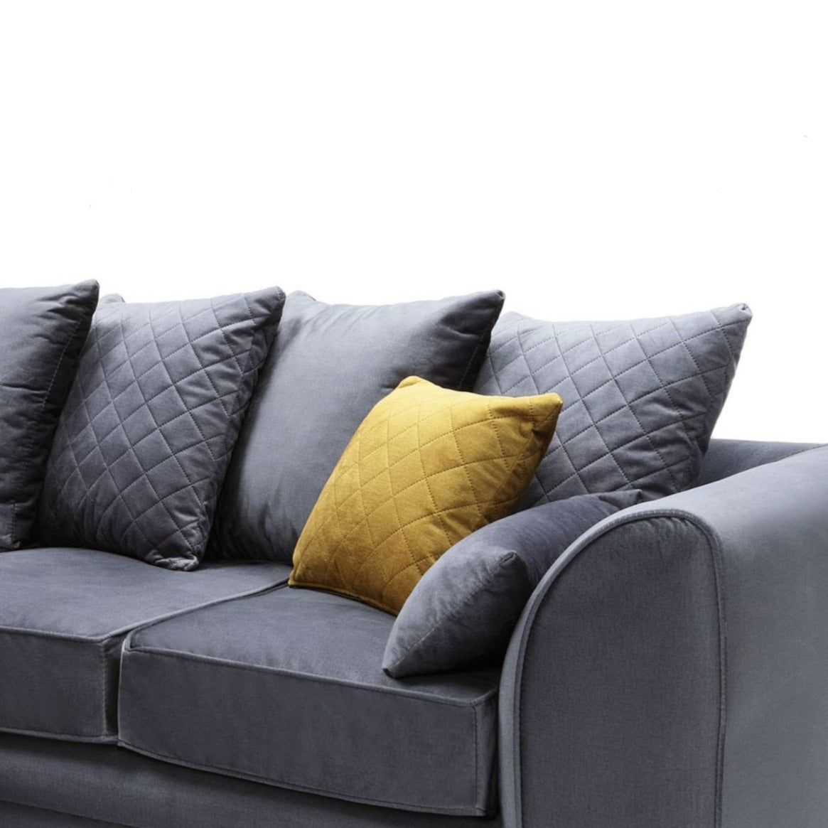 Bethan Velvet Corner Sofa - Right Arm Dark Grey