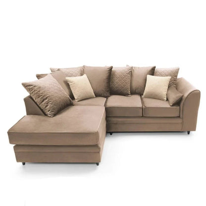 Bethan Velvet Corner Sofa - Right Arm Tan Brown