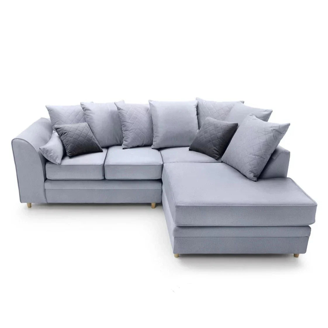 Bethan Velvet Corner Sofa - Left Arm Silver Blue