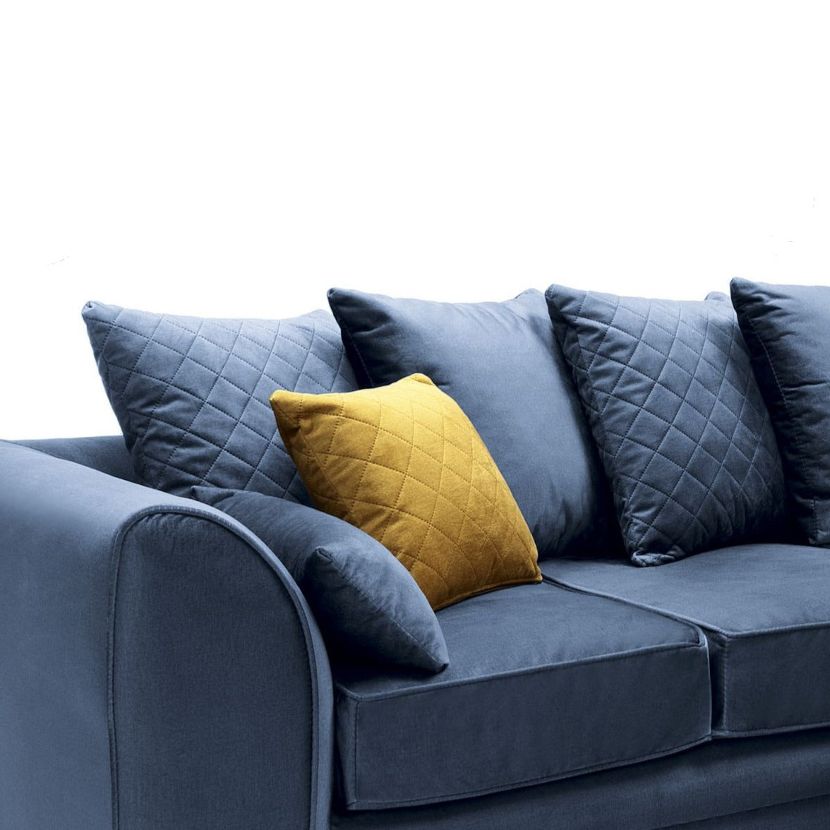 Bethan Velvet Corner Sofa - Right Arm Dark Blue