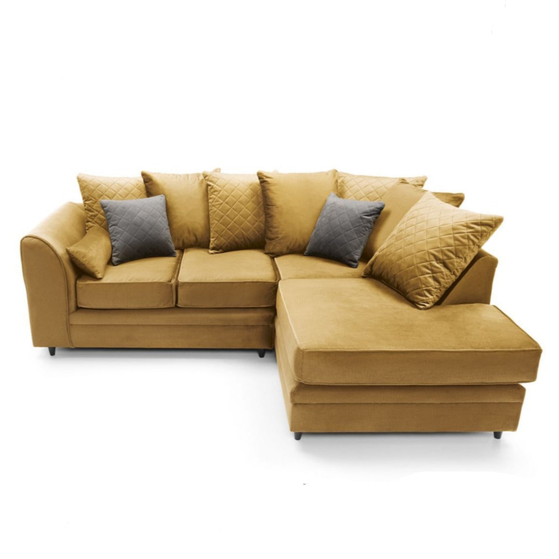 Bethan Velvet Corner Sofa - Left Arm Antique Gold