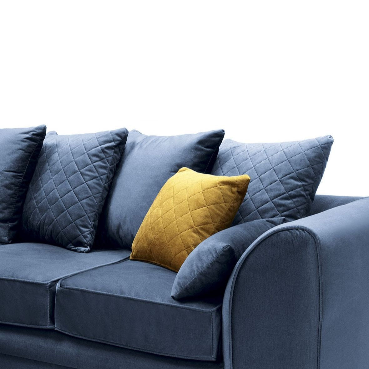 Bethan Velvet Corner Sofa - Left Arm Dark Blue