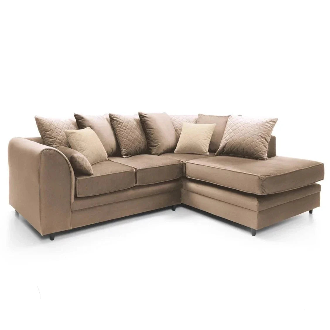 Bethan Velvet Corner Sofa - Right Arm Tan Brown