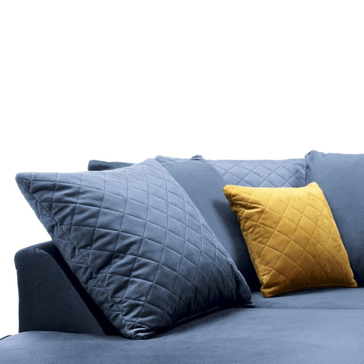 Bethan Velvet Corner Sofa - Right Arm Dark Blue