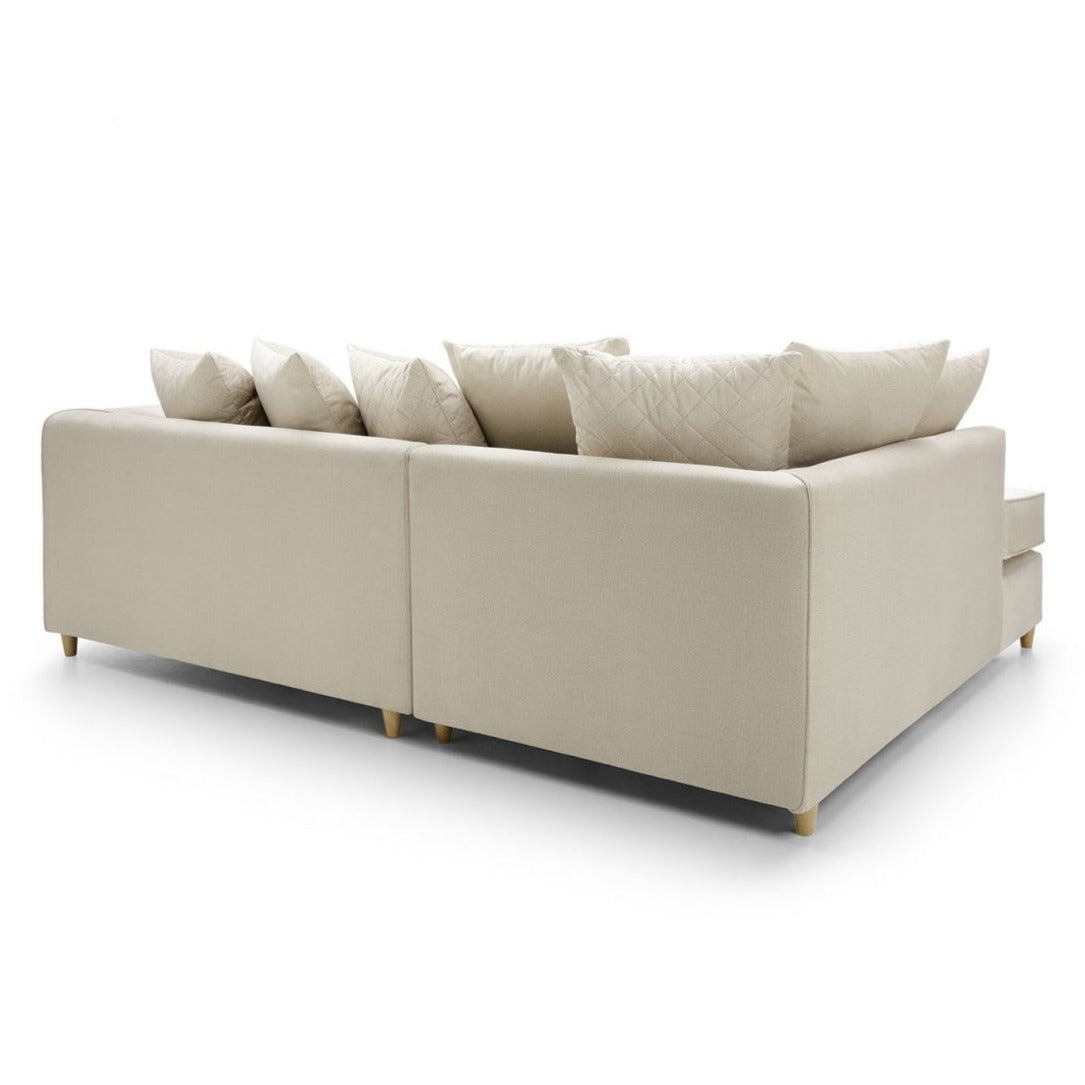 Bethan Velvet Corner Sofa - Left Arm Cream