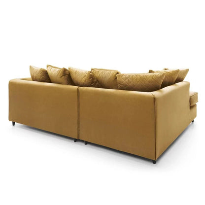 Bethan Velvet Corner Sofa - Left Arm Antique Gold