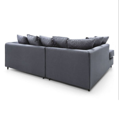 Bethan Velvet Corner Sofa - Right Arm Dark Grey