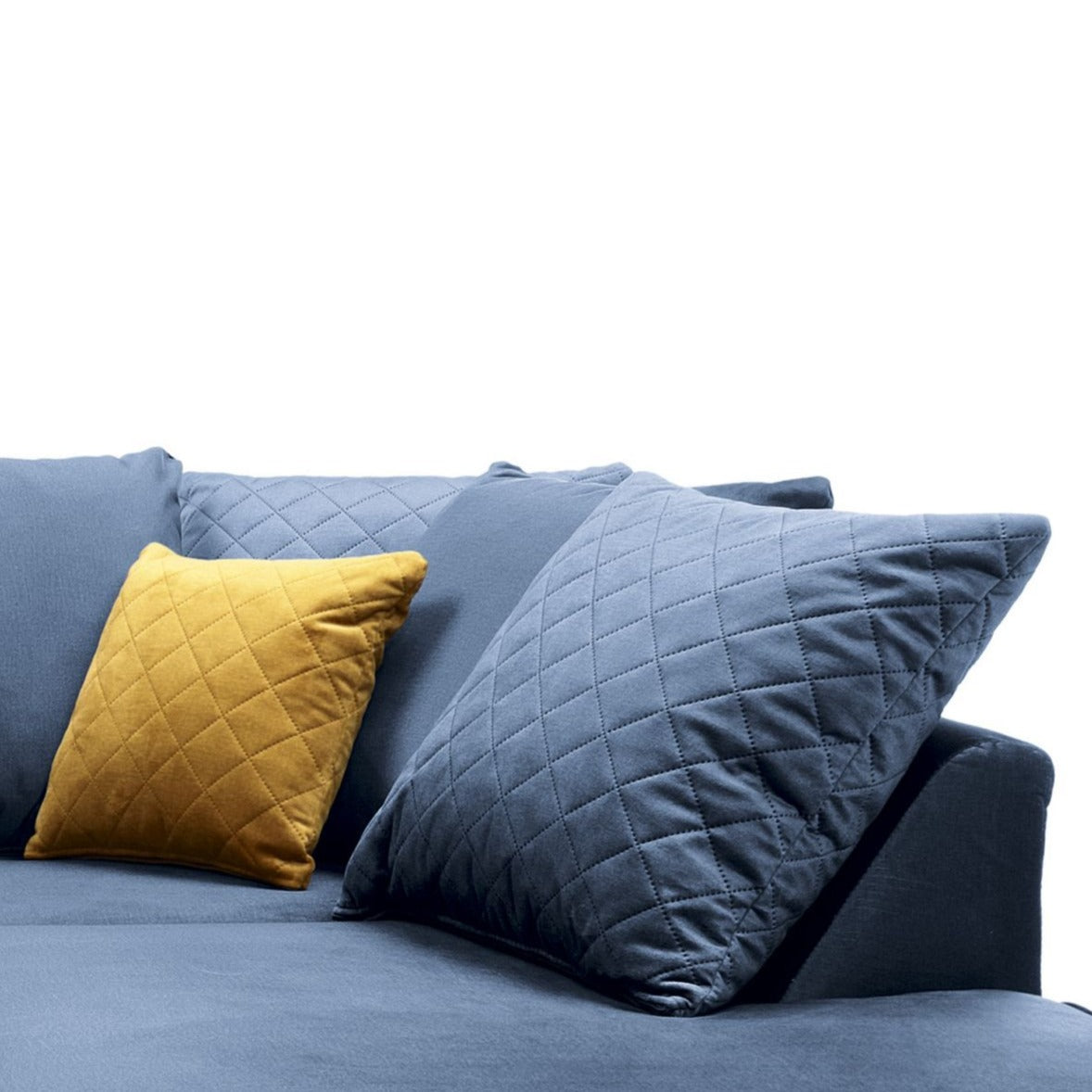 Bethan Velvet Corner Sofa - Right Arm Dark Blue