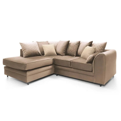 Bethan Velvet Corner Sofa - Left Arm Tan Brown