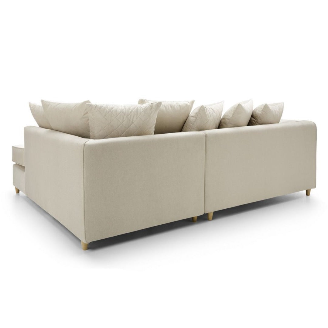 Bethan Velvet Corner Sofa - Left Arm Cream