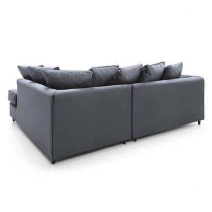 Bethan Velvet Corner Sofa - Right Arm Dark Grey