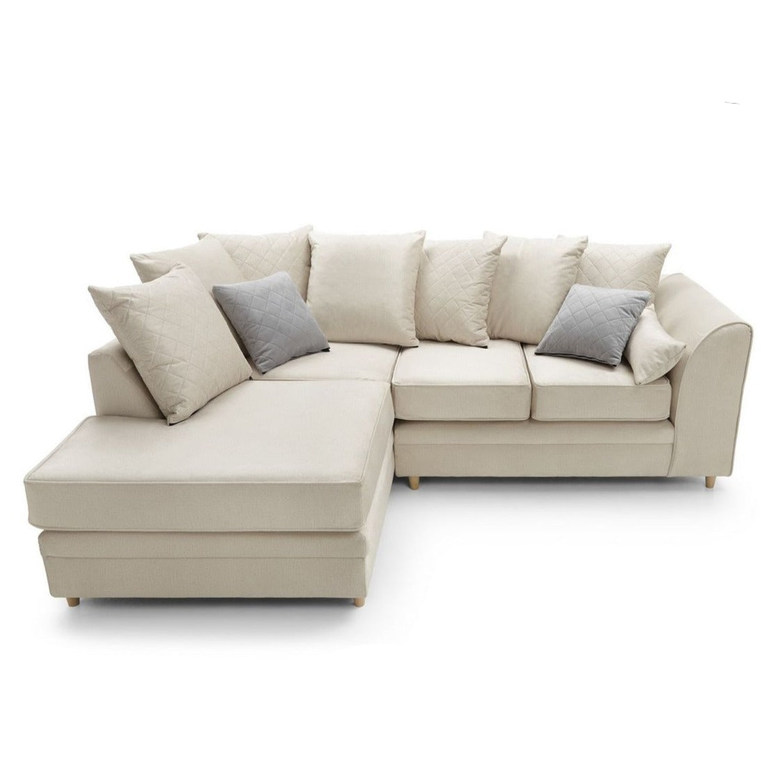 Bethan Velvet Corner Sofa - Right Arm Cream