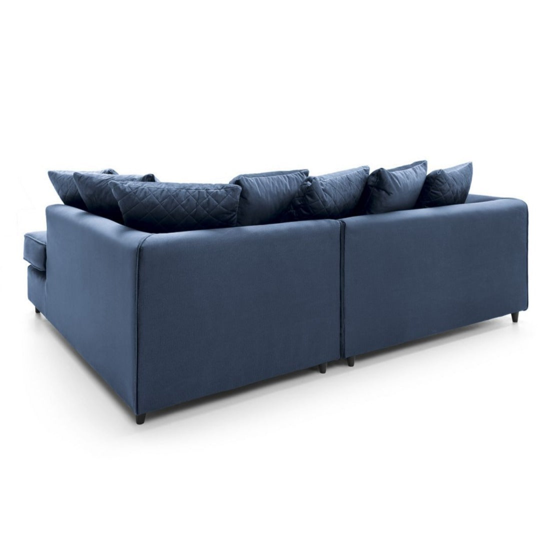 Bethan Velvet Corner Sofa - Right Arm Dark Blue