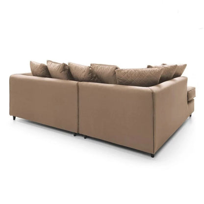 Bethan Velvet Corner Sofa - Right Arm Tan Brown