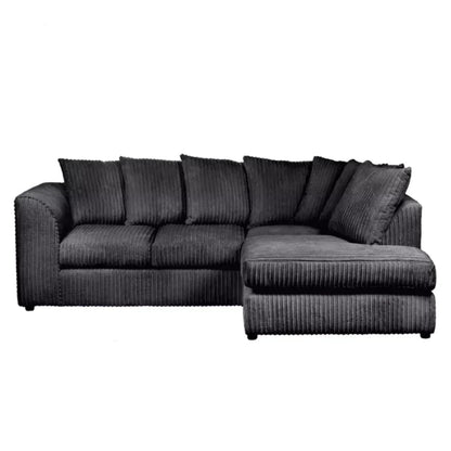 Mona Jumbo Cord Grey Corner Sofa with Footstool