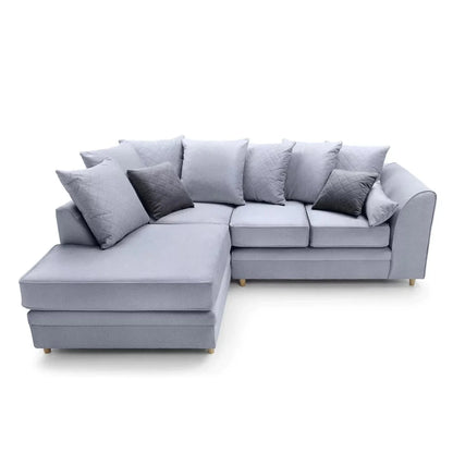 Bethan Velvet Corner Sofa - Left Arm Silver Blue