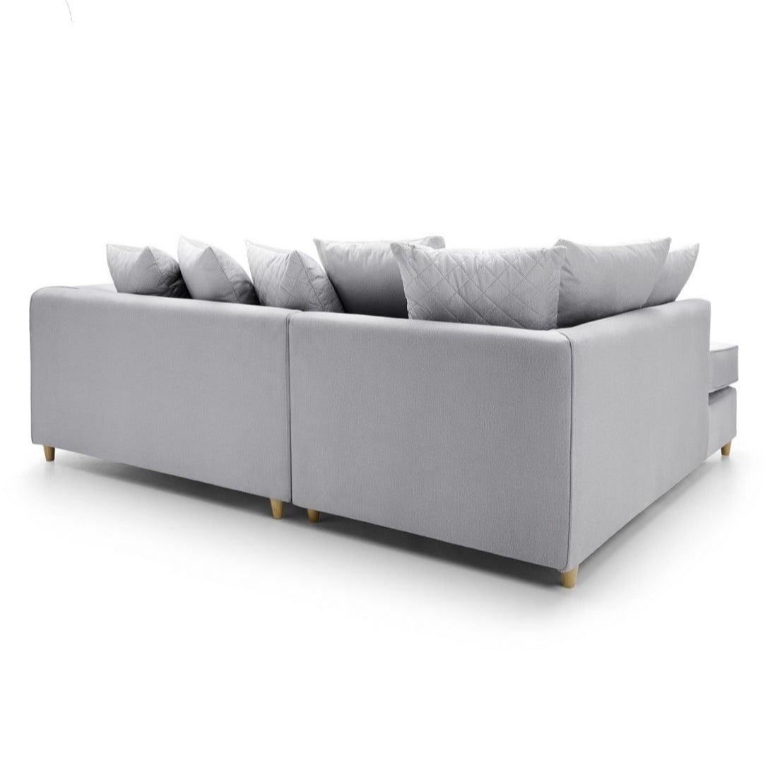 Bethan Velvet Corner Sofa - Right Arm Light Grey