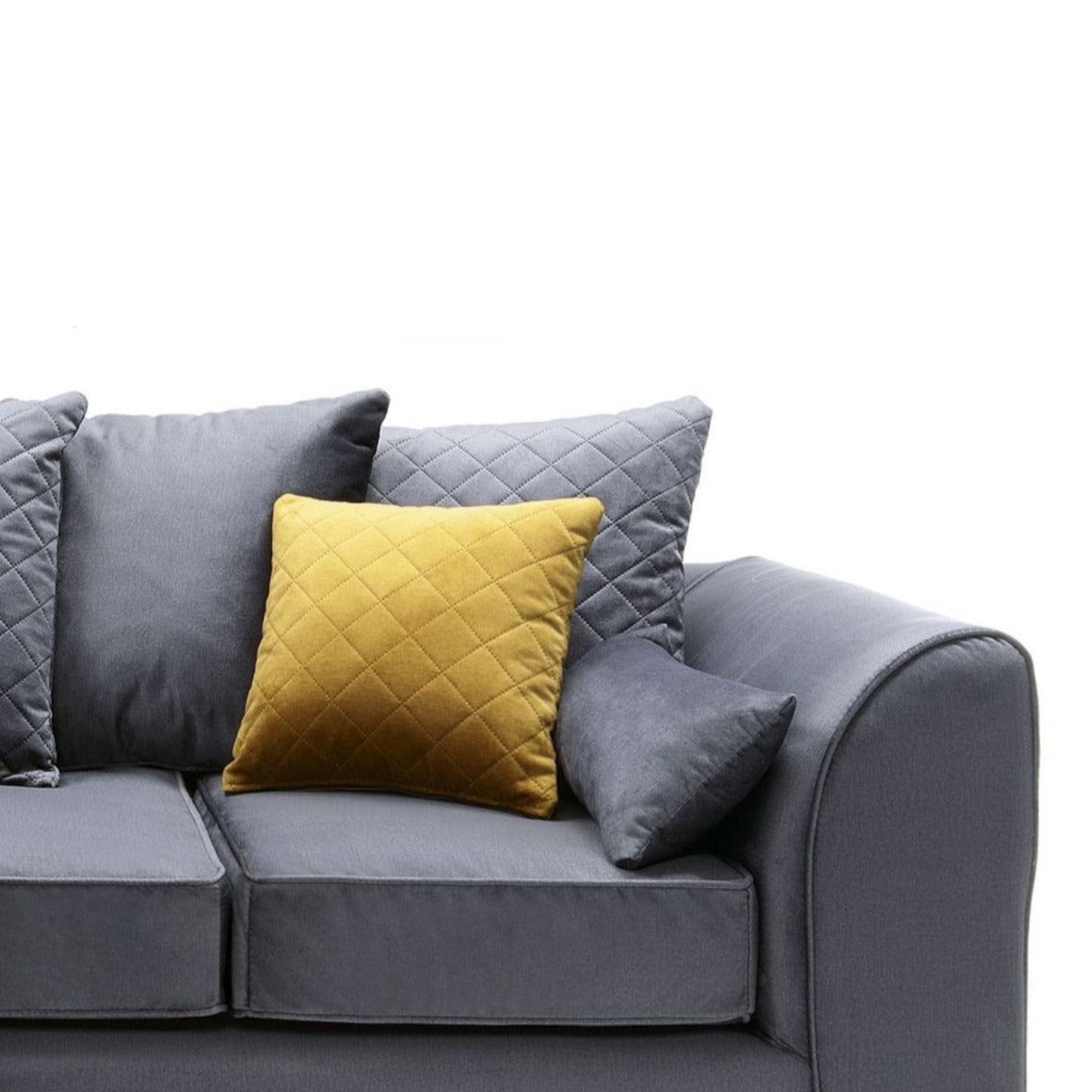 Bethan Velvet Corner Sofa - Right Arm Dark Grey