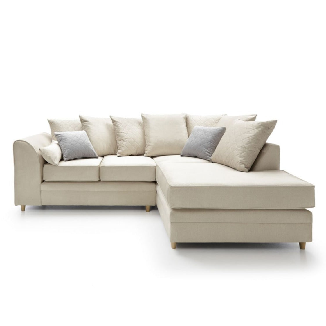 Bethan Velvet Corner Sofa - Left Arm Cream