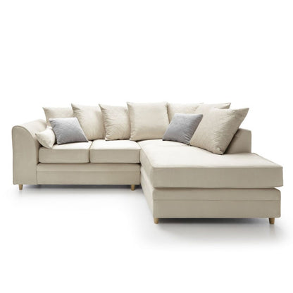 Bethan Velvet Corner Sofa - Right Arm Cream