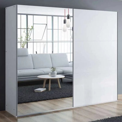 Boris 250cm Sliding Door Mirror Wardrobe - Black, White, Grey