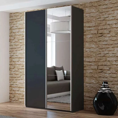 Boris Sliding Door 120cm Wardrobe with Mirror - White, Black, Graphite