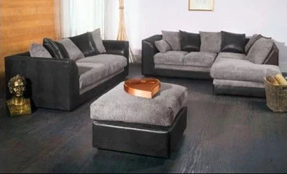 Benson 3 Seater and 2 Seater Sofa Set - Black and Grey