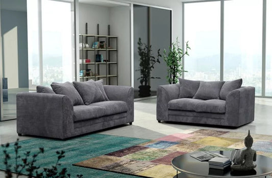 Desmond Jumbo Cord 3 Seater and 2 Seater Sofa Set - Grey and Other Colours