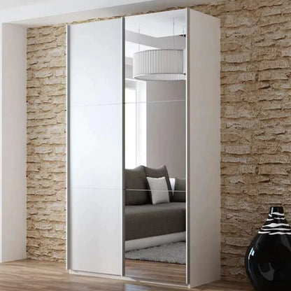 Boris Sliding Door 120cm Wardrobe with Mirror - Black, White, Graphite