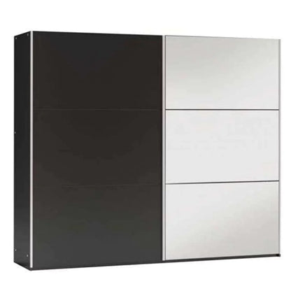 Boris 250cm Sliding Door Mirror Wardrobe - Black, White, Grey