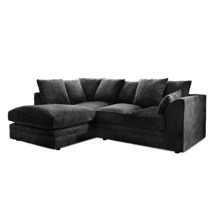 Mona Jumbo Cord Grey Corner Sofa with Footstool