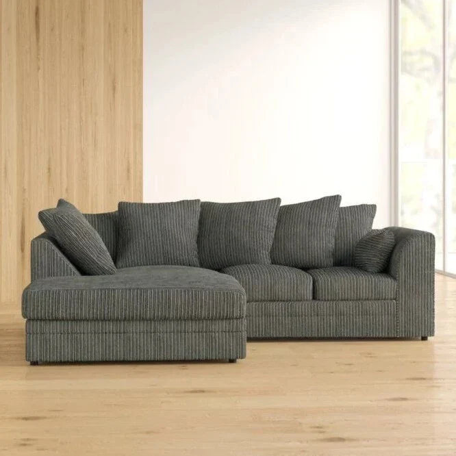 Mona Jumbo Cord Grey Corner Sofa