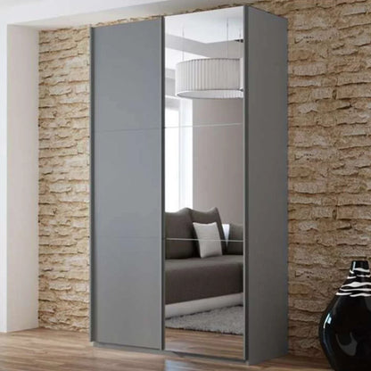 Boris Sliding Door 120cm Wardrobe with Mirror - White, Black, Graphite