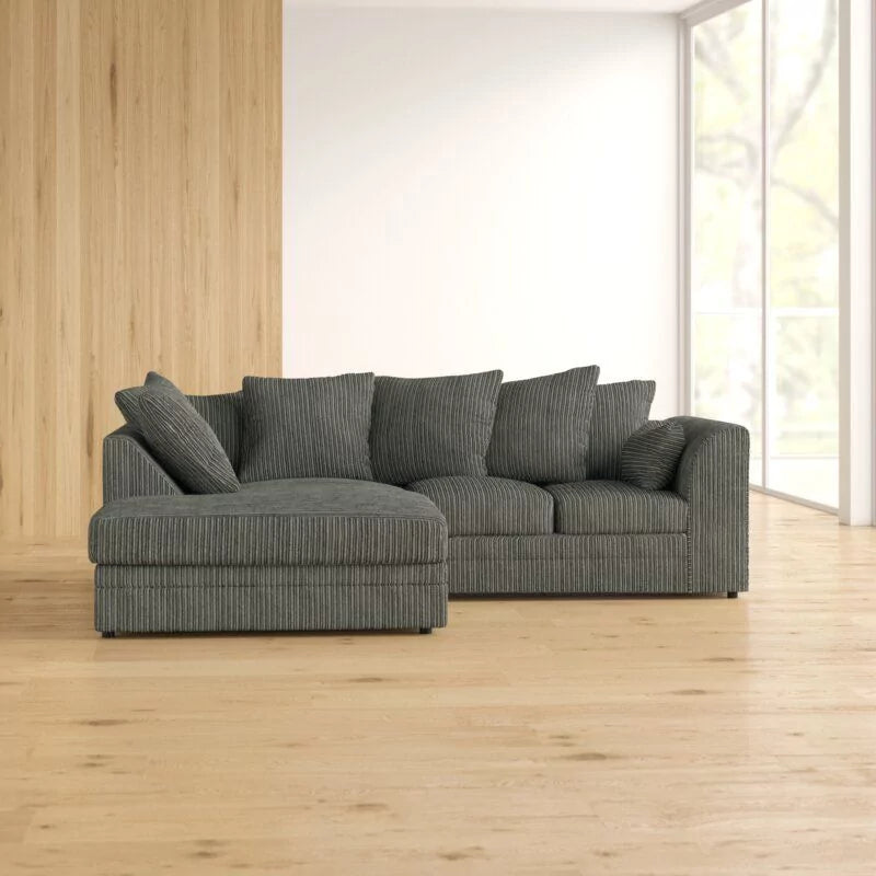 Mona Jumbo Cord Black Corner Sofa