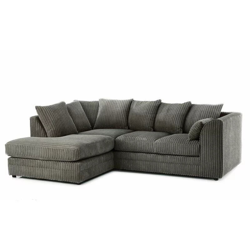 Mona Jumbo Cord Grey Corner Sofa with Footstool