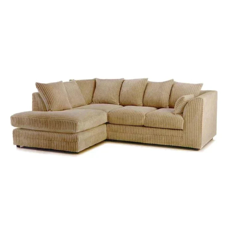 Mona Jumbo Cord Brown Corner Sofa with Footstool