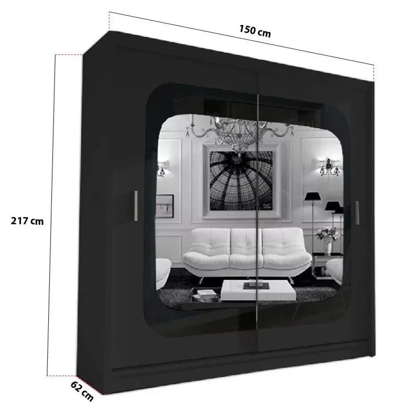 Chelsea White 2 Door Mirrored Sliding Wardrobe - 150cm and 203cm